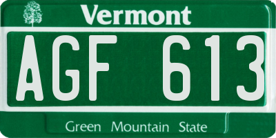 VT license plate AGF613