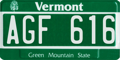 VT license plate AGF616
