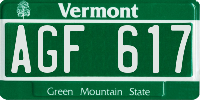 VT license plate AGF617