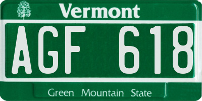 VT license plate AGF618