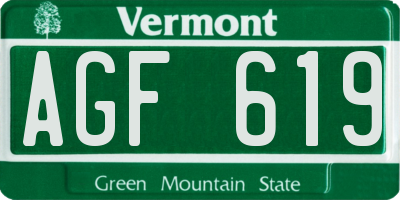 VT license plate AGF619