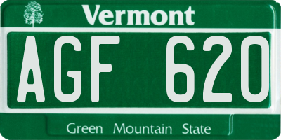 VT license plate AGF620
