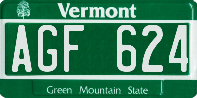 VT license plate AGF624