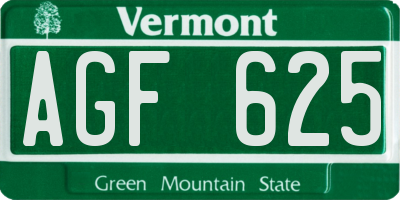 VT license plate AGF625