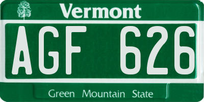 VT license plate AGF626