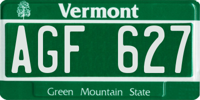 VT license plate AGF627
