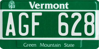 VT license plate AGF628