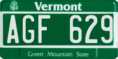 VT license plate AGF629
