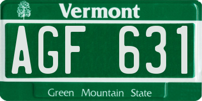 VT license plate AGF631