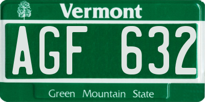 VT license plate AGF632