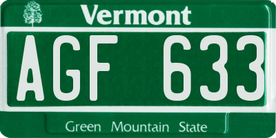 VT license plate AGF633