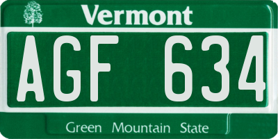 VT license plate AGF634