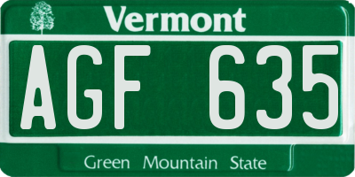 VT license plate AGF635