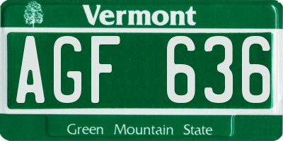 VT license plate AGF636