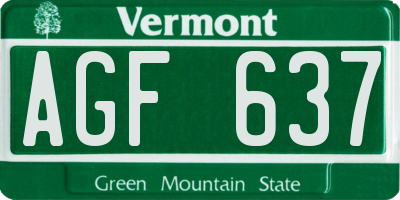 VT license plate AGF637