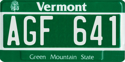 VT license plate AGF641