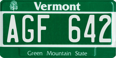 VT license plate AGF642