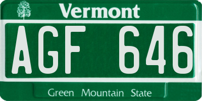 VT license plate AGF646