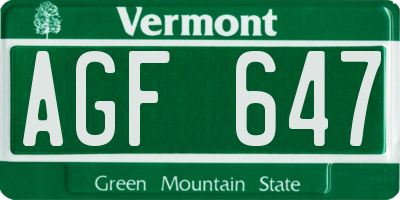 VT license plate AGF647