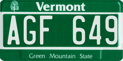 VT license plate AGF649