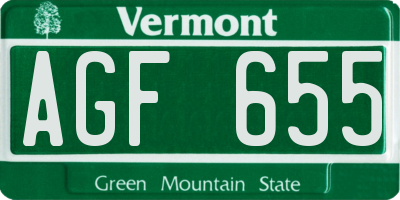 VT license plate AGF655