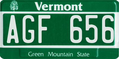 VT license plate AGF656