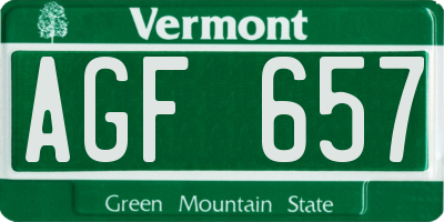 VT license plate AGF657