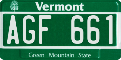 VT license plate AGF661