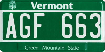 VT license plate AGF663