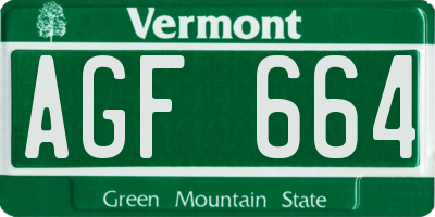 VT license plate AGF664