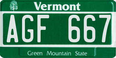 VT license plate AGF667