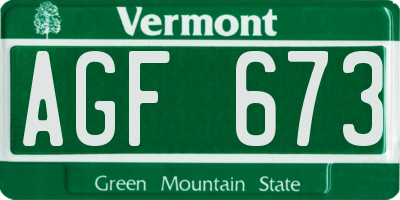 VT license plate AGF673
