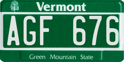 VT license plate AGF676