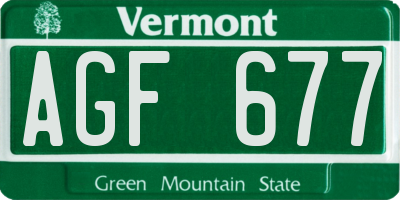 VT license plate AGF677