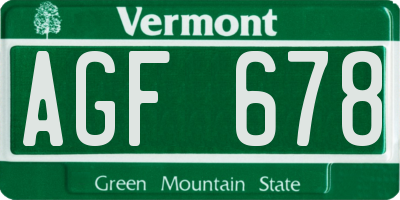 VT license plate AGF678