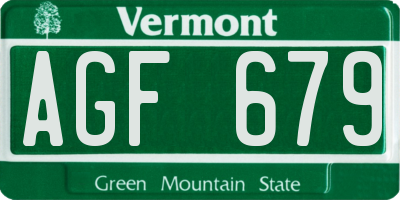 VT license plate AGF679