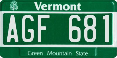 VT license plate AGF681