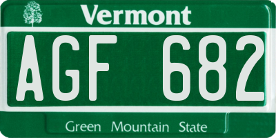VT license plate AGF682