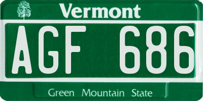 VT license plate AGF686