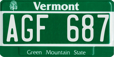 VT license plate AGF687