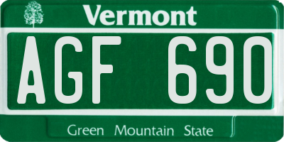 VT license plate AGF690