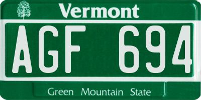 VT license plate AGF694