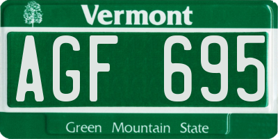 VT license plate AGF695