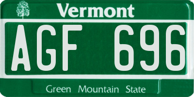 VT license plate AGF696
