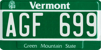 VT license plate AGF699
