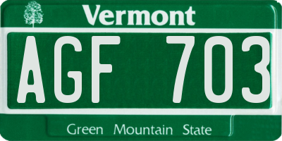 VT license plate AGF703