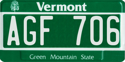 VT license plate AGF706
