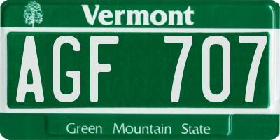 VT license plate AGF707