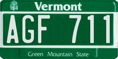 VT license plate AGF711