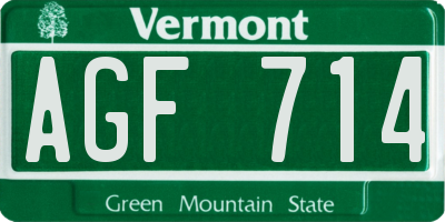 VT license plate AGF714